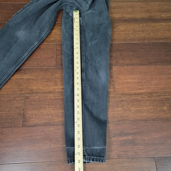 Levi's 521 Vtg 90s Tapered High Waist Rigid Denim Jeans 8 Short Black 26x28 - Picture 11 of 13